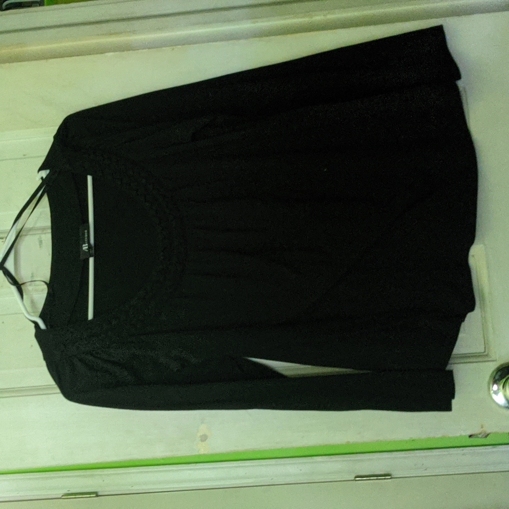 Black Blouse with Unique Neckline Detail